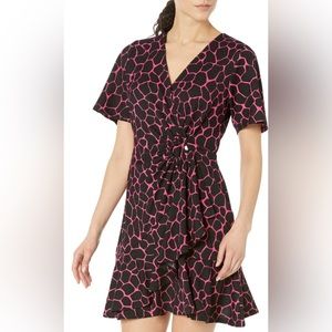 Michael Michael Kors Giraffe Flutter Mini Wrap Dress Cerise Size XS